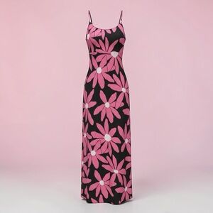 Boden Pink and Black Floral Maxi Dress never worn - no tags